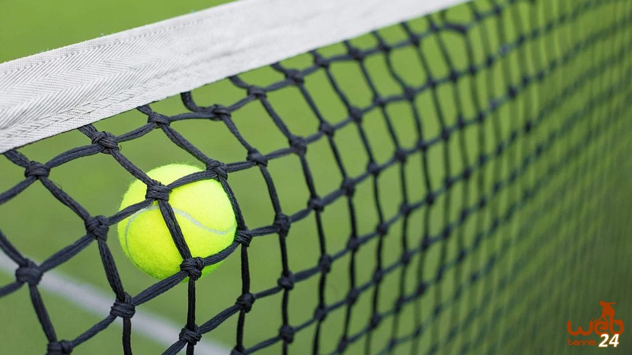 tennis ball in net