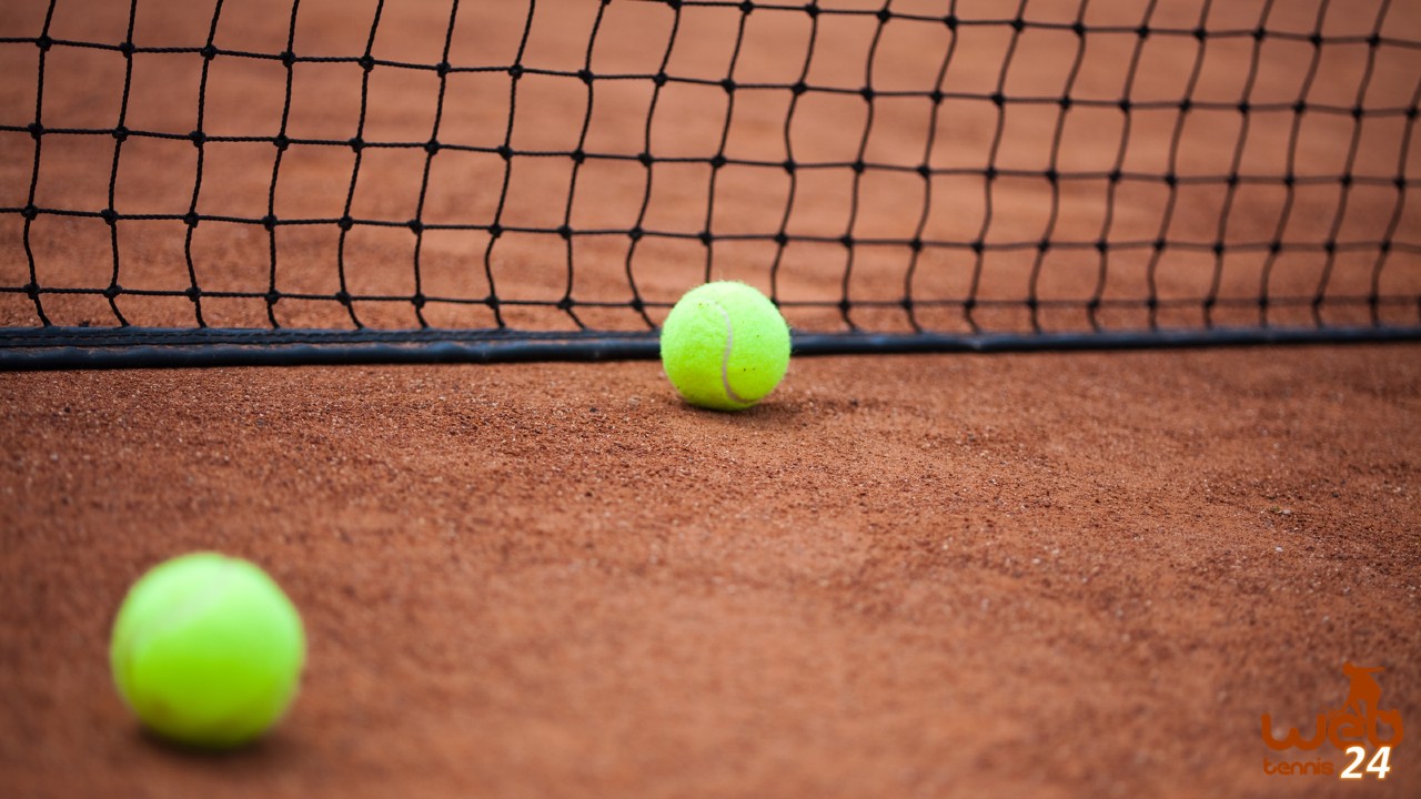 tennis balls at net